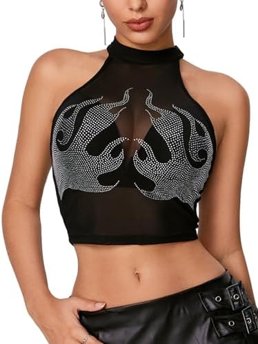 SOLY HUX Women's Lace Bustier Corset Tie Front Mesh Party Going